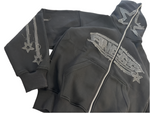 S-STAR| hoodie Black with grey distressed logo