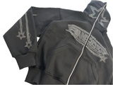 S-STAR| hoodie Black with grey distressed logo